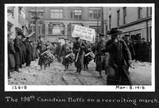 The 198th Canadian Buffs on a recruiting march