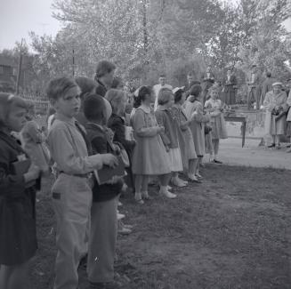 Group of children at sod turning ceremomy for Willowdale Baptist Church, Toronto, Ontario. Imag ...