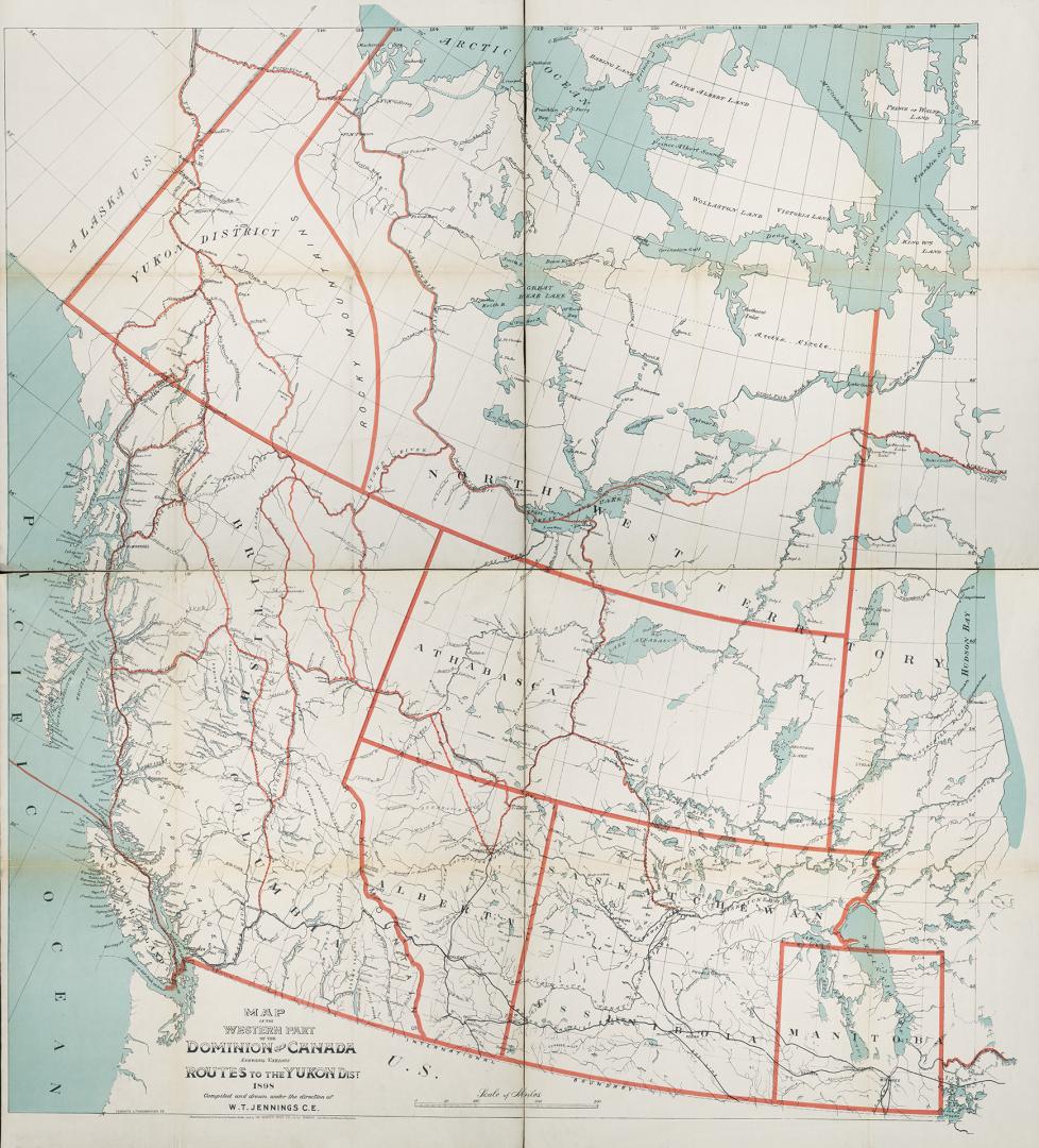 Map of the western part of the Dominion of Canada shewing various routes to the Yukon District