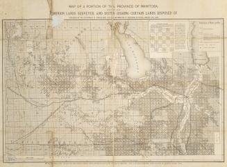Map of a portion of the Province of Manitoba, showing Dominion Lands surveyed, and distinguishing certain lands disposed of