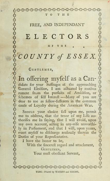 To the Free, And Independant Electors of the County of Essex