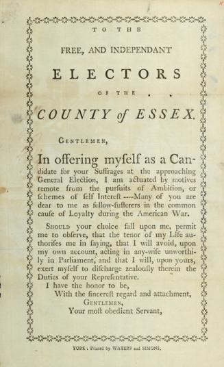 To the Free, And Independant Electors of the County of Essex