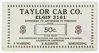 Taylor Cab Co., Elgin 3161, anywhere to anywhere in Toronto