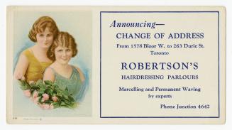 Robertson's hairdressing parlours change of address announcement
