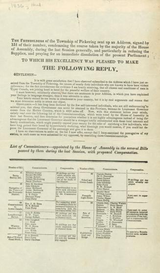 The Freeholders of the Township of Pickering