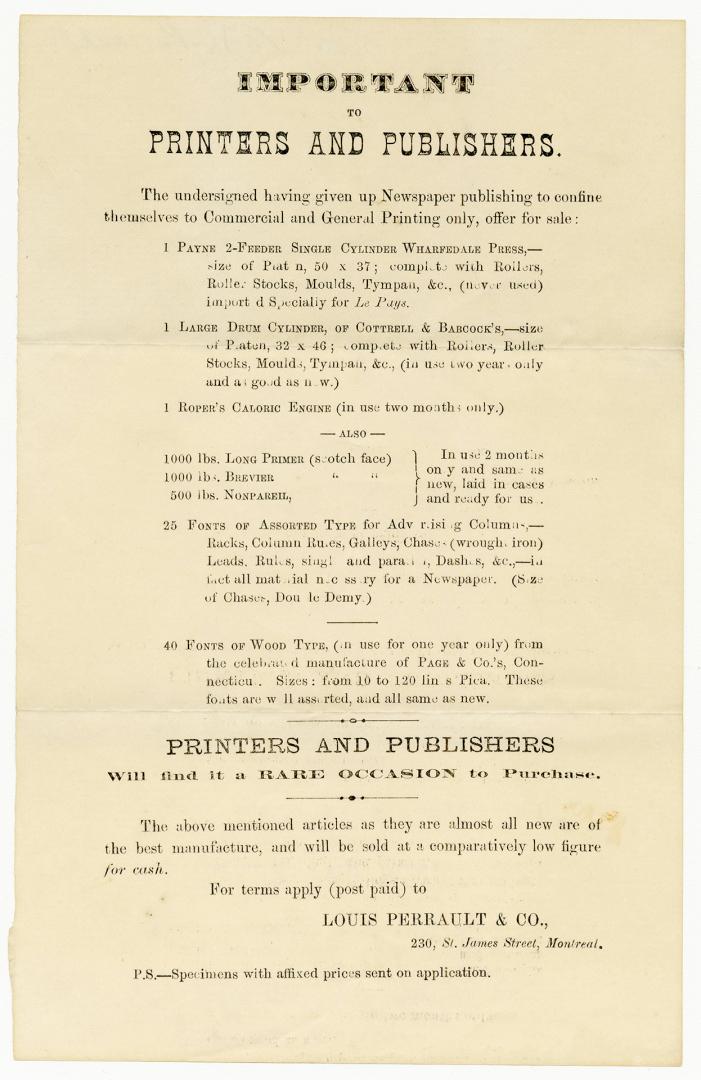 Important to printers and publishers