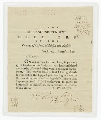 To the free and independent electors of the counties of Oxford, Middlesex and Norfolk