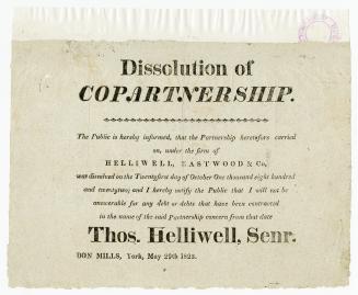 Dissolution of copartnership : Helliwell, Eastwood & Co.