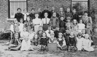 Pupils and teachers outside Newtonbrook schoolhouse, School Section No