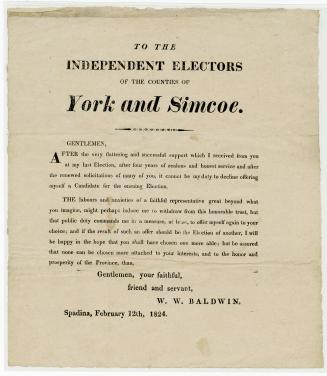 To the independent electors of the counties of York and Simcoe
