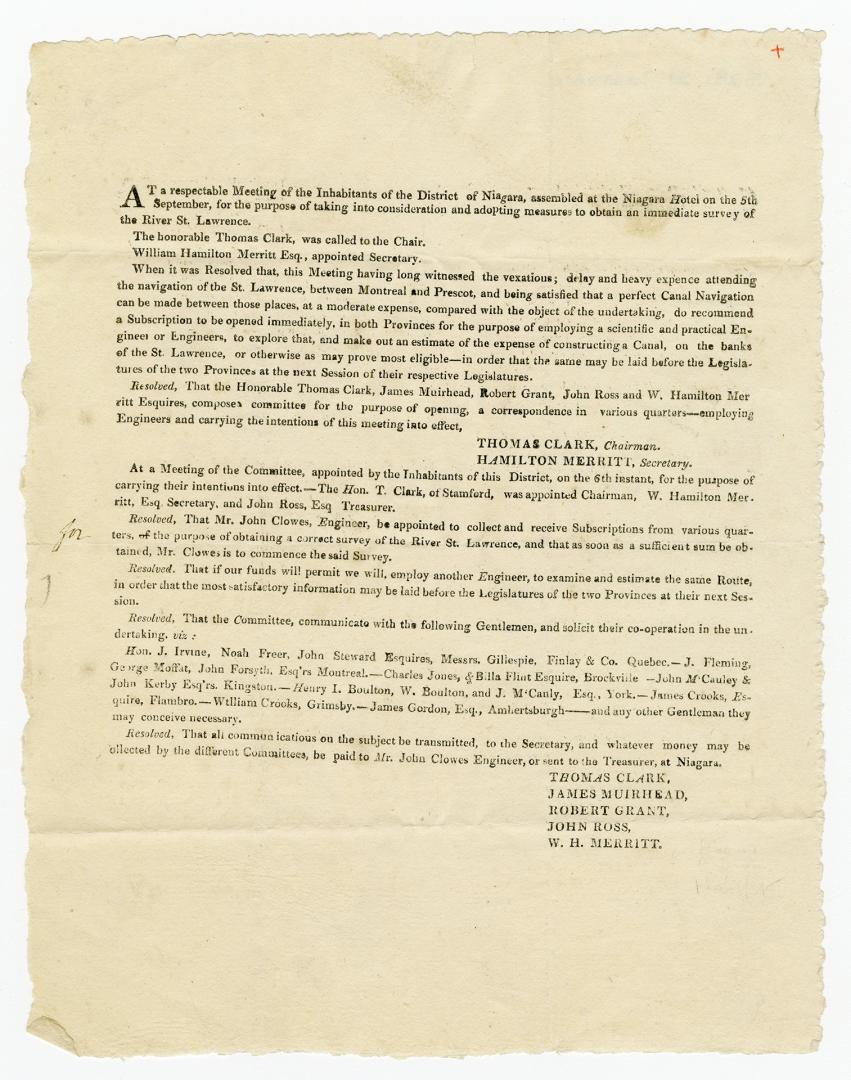 At a respectable meeting of the inhabitants of the District of Niagara assembled at the Niagara Hotel on the 5th September, for the purpose of taking (...)