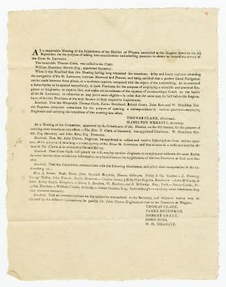 At a respectable meeting of the inhabitants of the District of Niagara assembled at the Niagara Hotel on the 5th September, for the purpose of taking (...)