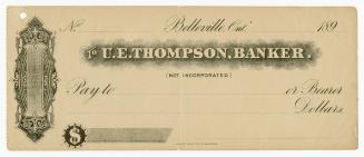 U.E. Thompson, Banker cheque