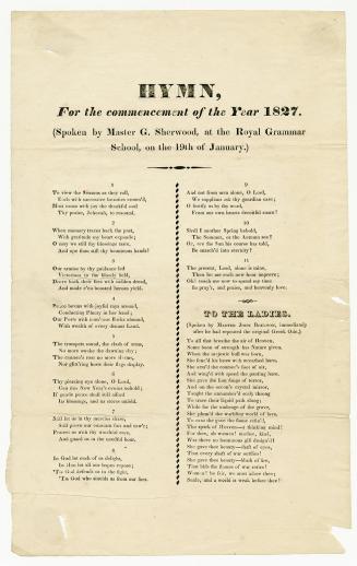 Hymn for the commencement of the year 1827
