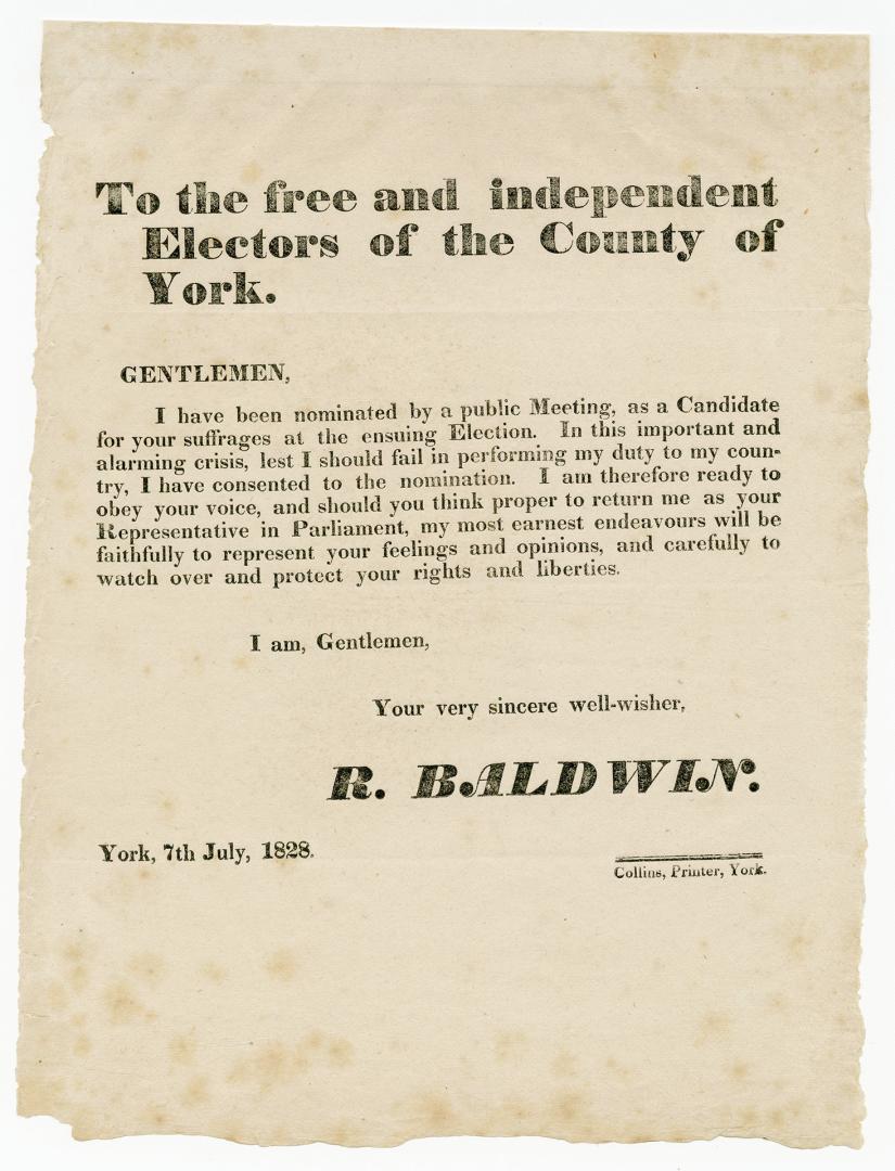 To the free and independent electors of the county of York