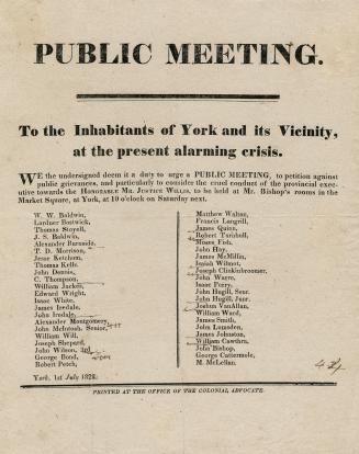Public meeting : to the inhabitants of York and its vicinity at the present alarming crisis
