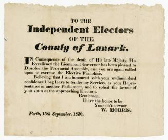 To the independent electors of the county of Lanark