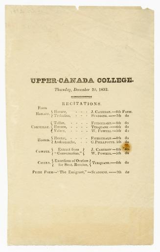 Upper-Canada College, December 20, 1832 : recitations