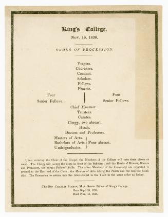 King's College, Nov. 19, 1836 : order of procession