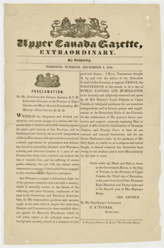 Upper Canada Gazette extraordinary