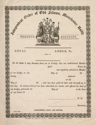 Independent Order of Oddfellows, Manchester Unity, Toronto district