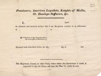 Pensioners, American Loyalists, Knights of Malta, St