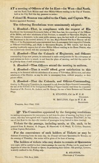 At a meeting of officers of the 1st East, 1st West, 2nd North, and 4th North York Militia, and other Militia officers residing in the city of Toronto ...