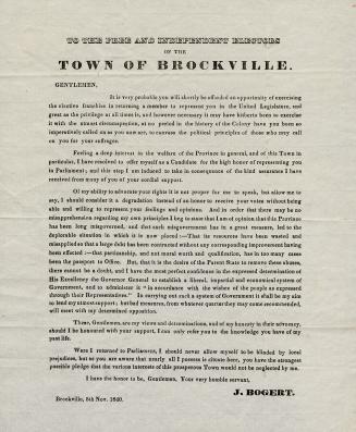 To the free and independent electors of the town of Brockville