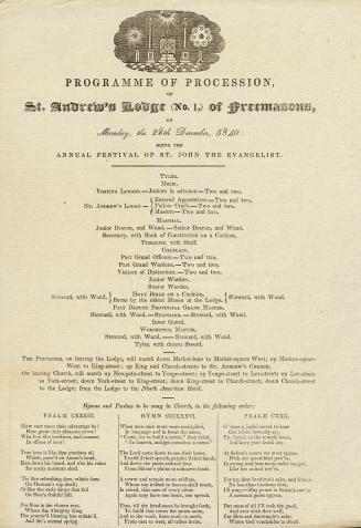 Programme of procession, of St