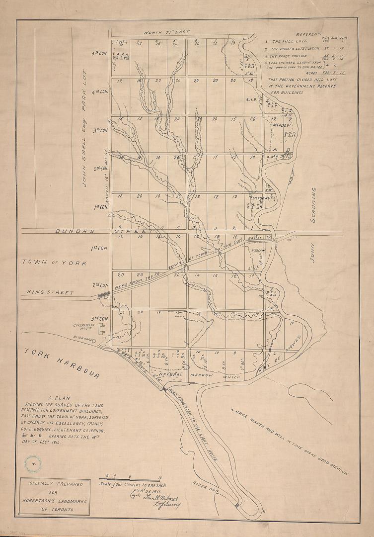 (1810) A plan shewing the survey of the land reserved for government buildings, east end of the town of York