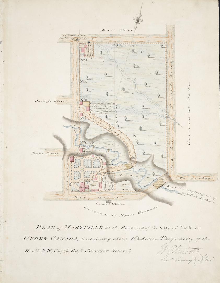 Plan of Maryville at the east end of the city of York in Upper Canada containing about 16 à acres