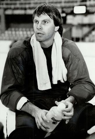 The enforcer: Dave Hutchison, whose penalty totals resemble Wayne Gretzky's scoring totals, was summoned out of retirement by the Leafs to fill the enforcer role on the club