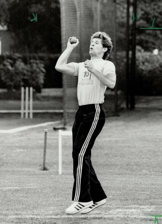 Great garb: Garth Iorg wowed the cricketers with this leaping one-handed catch - he missed not wearing his baseball glove