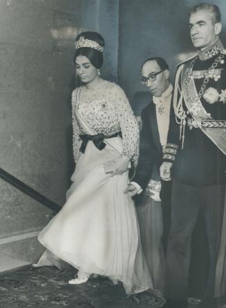 The Shah and empress of Iran, Arriving at the Chateau Laurier for their dinner