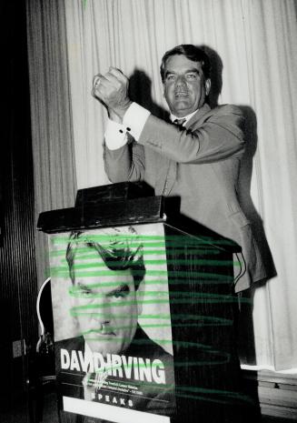 Defiant Stance: David Irving speaks to an audience at a Toronto hotel yesterday