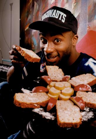 Rocket fuel: Raghib Ismail: the Toronto Argonauts star quarterback: chows down on some tasty banana bread