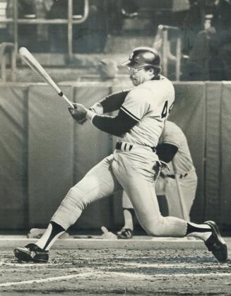 Yankees' outfielder Reggie Jackson shows the form that gave him three home runs to clinch the sixth game of the 1977 World Series. Only Babe Ruth beat his record