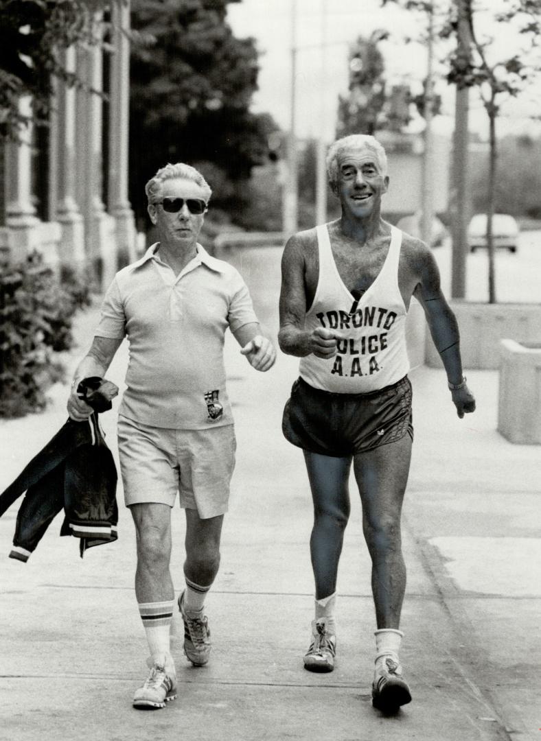Septuagenarians Mayor Gus Harris, retired policeman Art Keay on 15-mile stroll