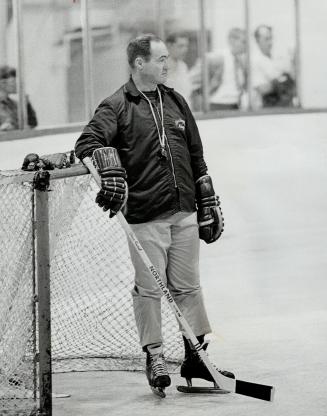 Still active. Red Kelly hasn't put on too many pounds since his playing days with the Maple Leafs. He still likes to take part in scrimmages, defence or centre