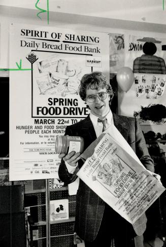 Food drive: Gerard Kennedy of the Daily Bread Food Bank shows a bag to be used in the spring drive