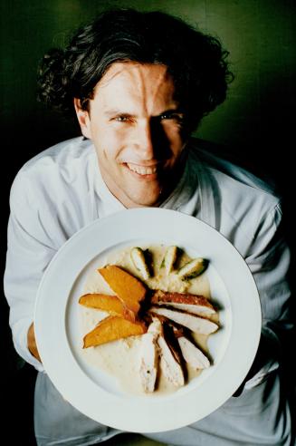 Jamie Kennedy and Chicken Breast With Roast Sweet Potatoes And Corn Sauce