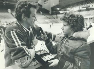 Junior reporter with Dave Keon at Maple Leaf Gardens - it was good to be back, he said