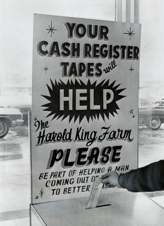 Some Dominion Stores have boxes in which cash register tapes are deposited for the Harold King Farm