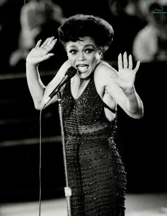 Historic photo from Sunday, June 16, 1985 - Eartha Kitt - 'purring and growling' at the Ontario Place Forum in 1985 in Ontario Place