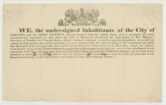 We, the undersigned inhabitants of the city of Toronto