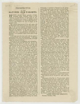 Prospectus to the satires for Toronto
