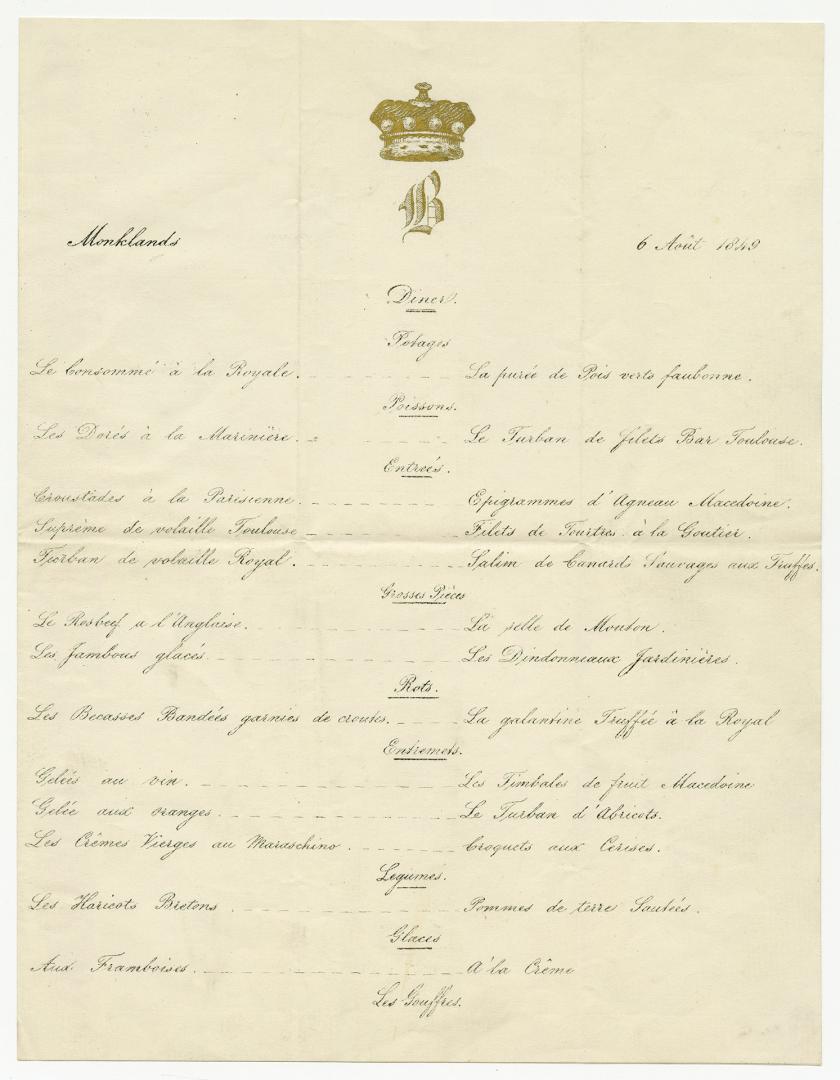 [Menu] Monklands, 6 Août 1849