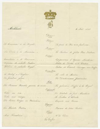 [Menu] Monklands, 6 Août 1849