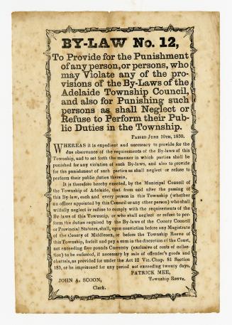 By-law No. 12, to provide for the punishment of any person, or persons, who may violate any of the provisions of the by-laws of the Adelaide Township Council