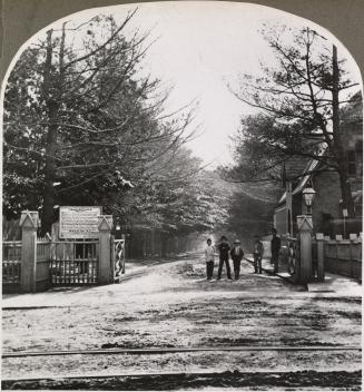 Historic photo from 1875 - College St. Gates,  w. side of Yonge St. at College in College Street